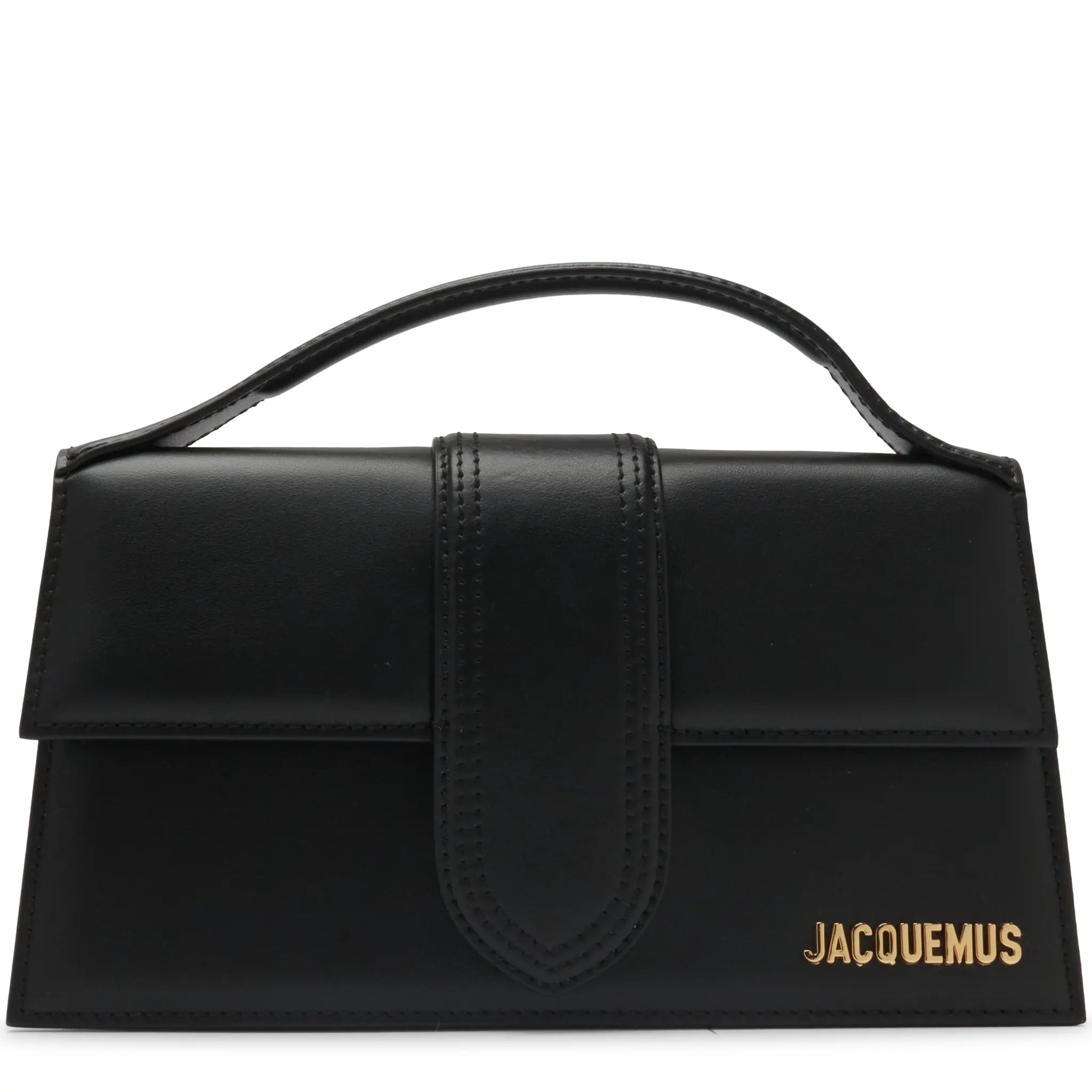 Front View of Jacquemus Large Bambino Black Crossbody Bag (Minor Dents)